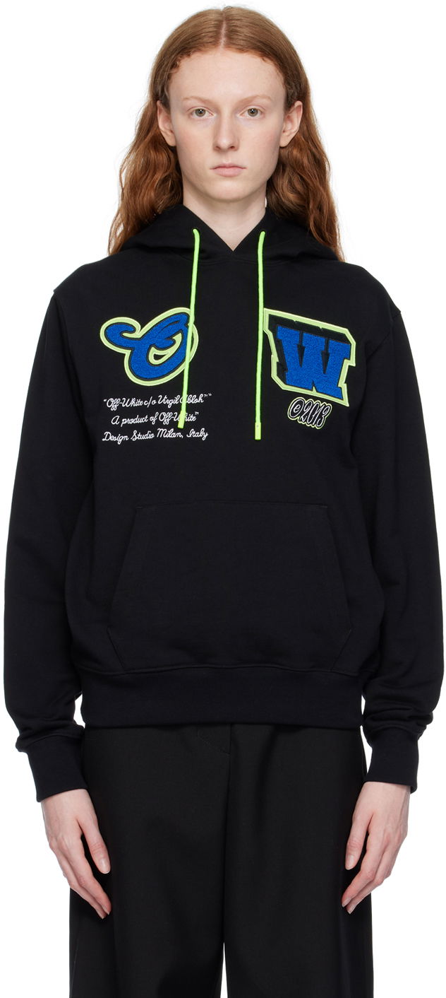 Pulover Off-White Varsity Hammer Hoodie Črna | OMBB097S23FLE0091069