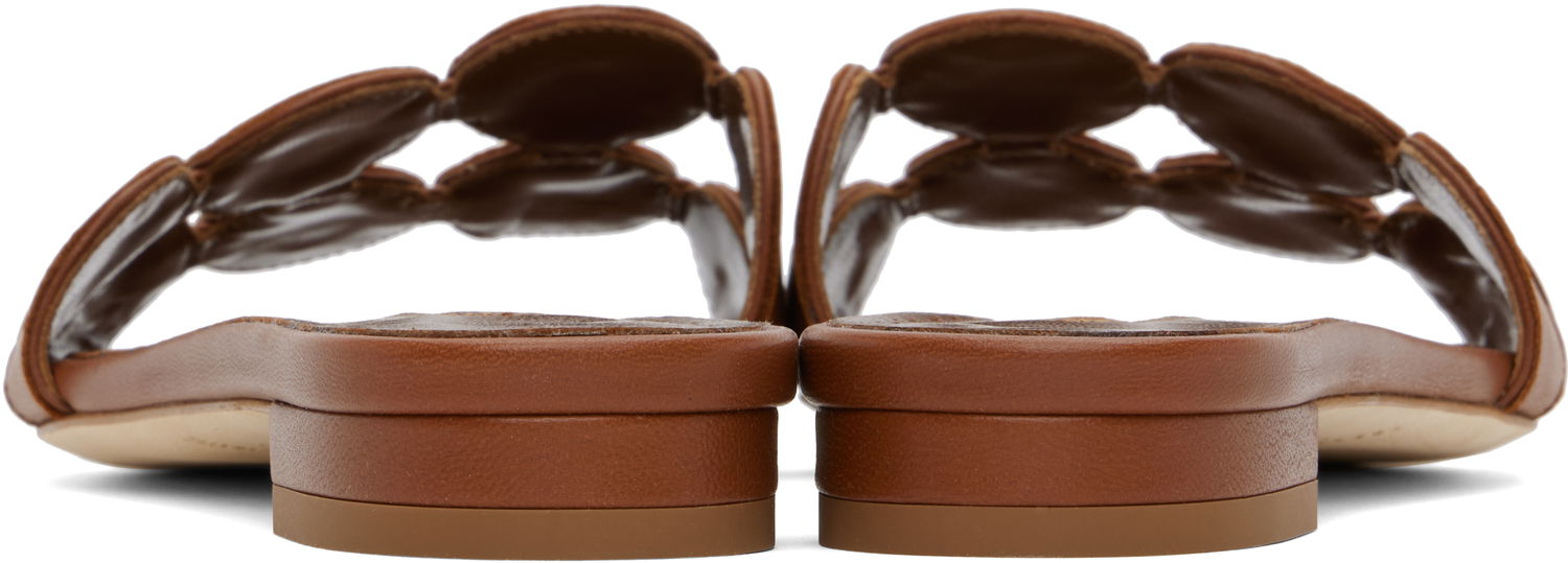 Obleke Manolo Blahnik Manolo Blahnik Haribalmuflat Leather Scalloped Slides Rjava | 424-1839, 1