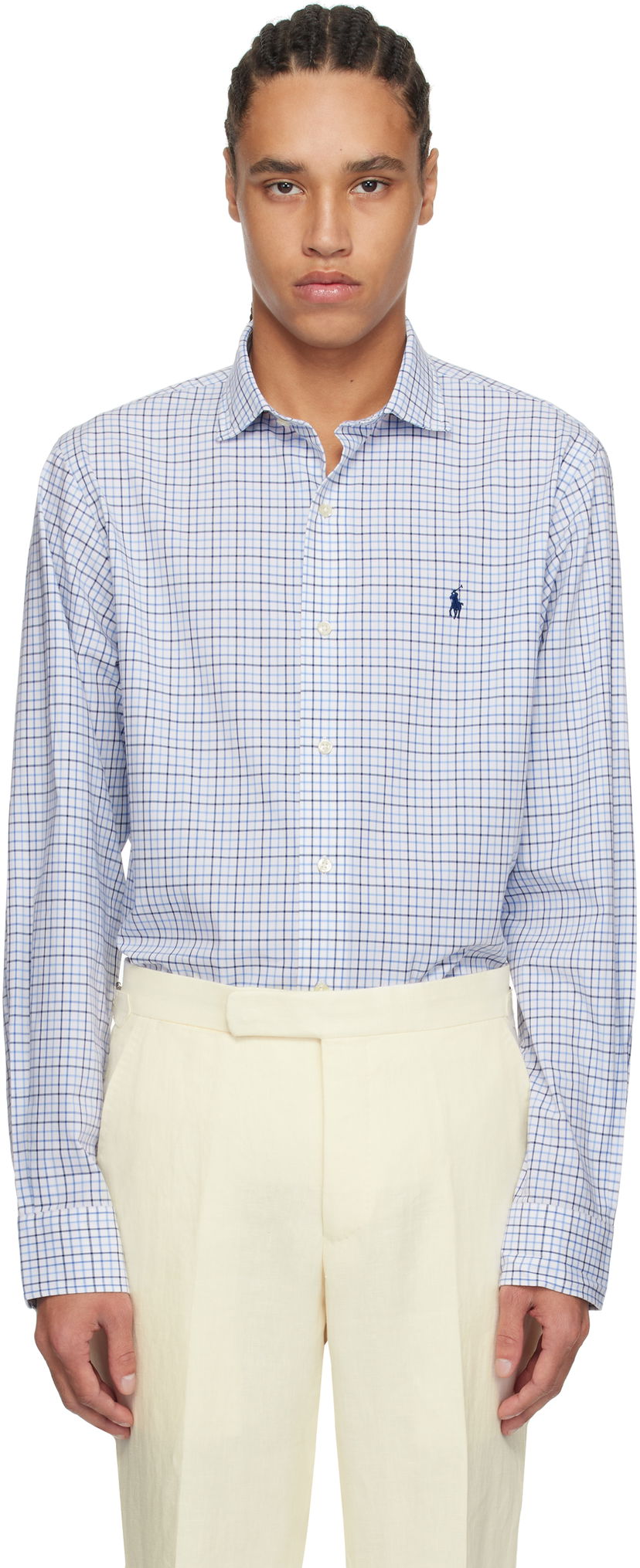 Srajce Polo by Ralph Lauren Ralph Lauren Classic Fit Tattersall Stretch Shirt Modra | 710966423001