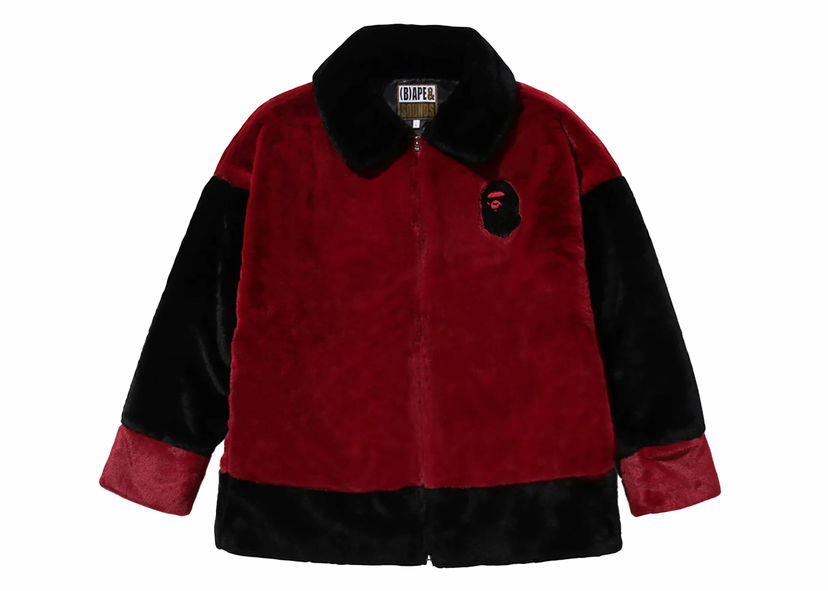 Jakna BAPE BAPE (B)Ape Faux Fur Jacket Burgundy Bordo | 1J80-140-004