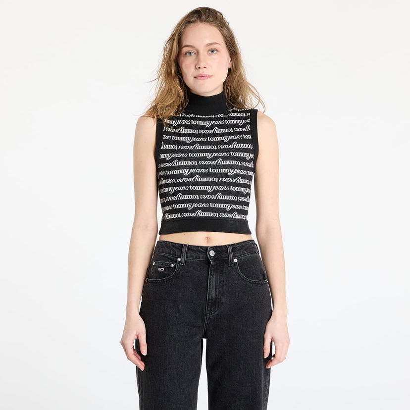 Majica brez rokavov Tommy Hilfiger Tommy Jeans Crop Script Vest Črna | DW0DW19346 0GM