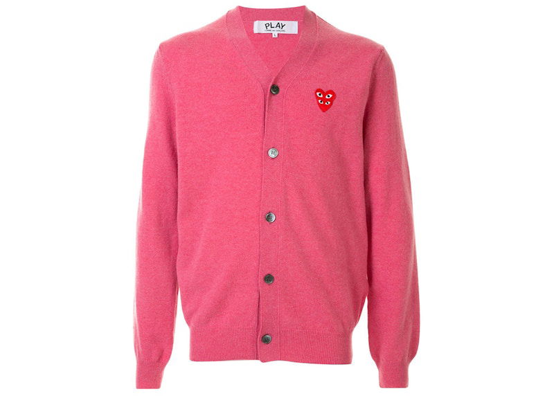Pleteni pulover Comme des Garçons Play Small Heart Cardigan Roza | AZN076051