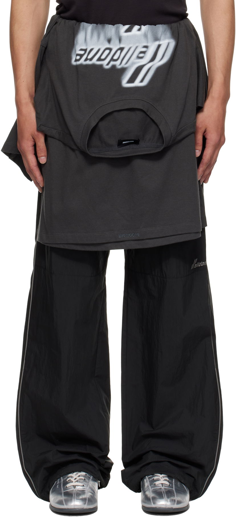 Hlače We11done We11done Layered Track Pants Črna | WD-PT2-25-250-U-BK