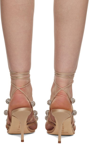 Modni dodatki Manolo Blahnik Manolo Blahnik Elsaka Crystal-Embellished Satin Heeled Sandals Bež | 422-1358, 1