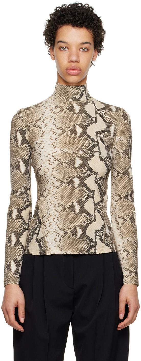 Majica Stella McCartney Stella McCartney Python Print Long Sleeve T-Shirt Bež | 6J01903SPX60