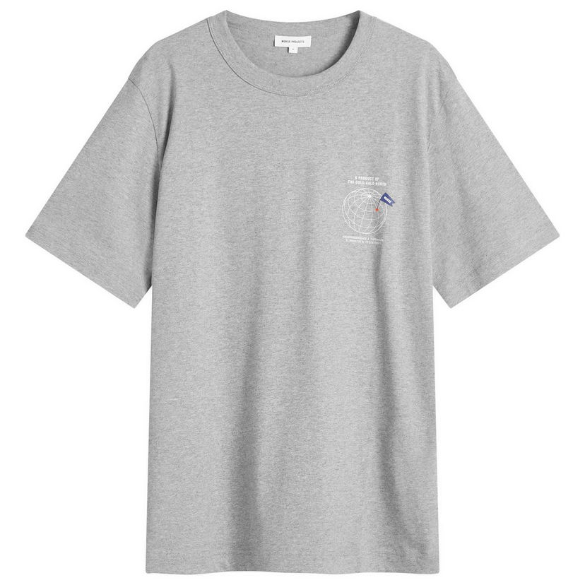 Majica NORSE PROJECTS Norse Projects Holger Globe Print T-Shirt, Size Large Siva | N01-0682-1500
