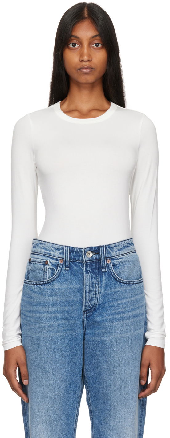 Majica rag & bone Luca Long Sleeve T-Shirt Bela | WAC22FT030NH30