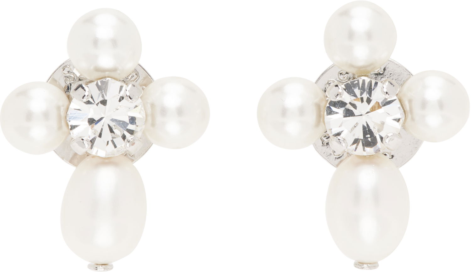 Uhani Simone Rocha Simone Rocha Pebble Pearl Crystal Cluster Drop Earrings Bela | ERG535 0913, 0