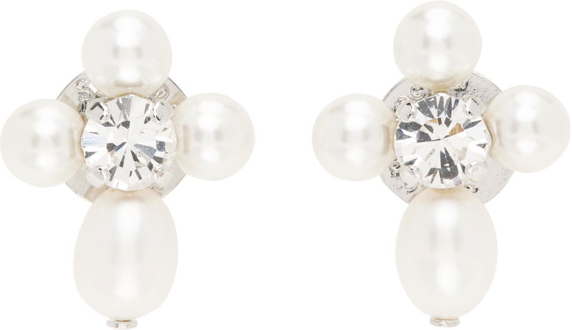Uhani Simone Rocha Simone Rocha Pebble Pearl Crystal Cluster Drop Earrings Bela | ERG535 0913
