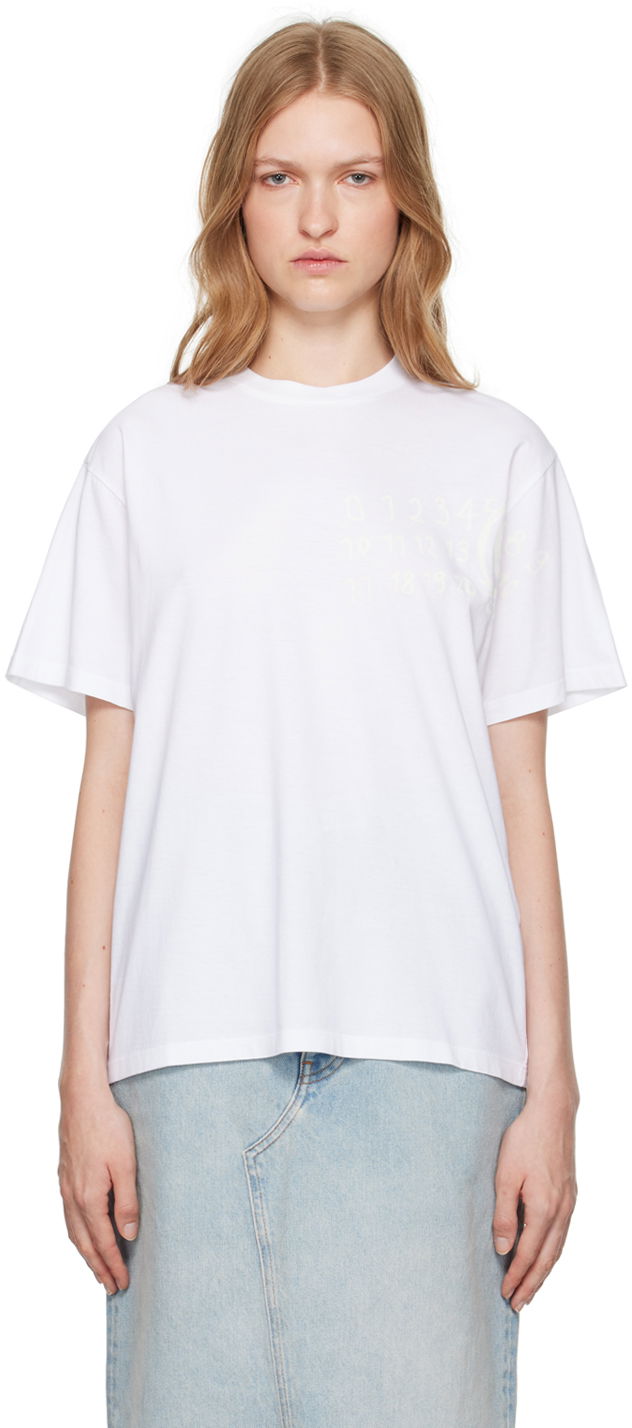 Majica Maison Margiela Numeric Dropped-Shoulder T-shirt Bela | S62GD0192 S23588