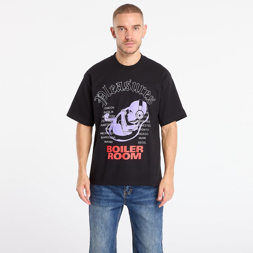 Majica Pleasures Headphone Boiler Room T-Shirt Črna | P25F009-BLACK
