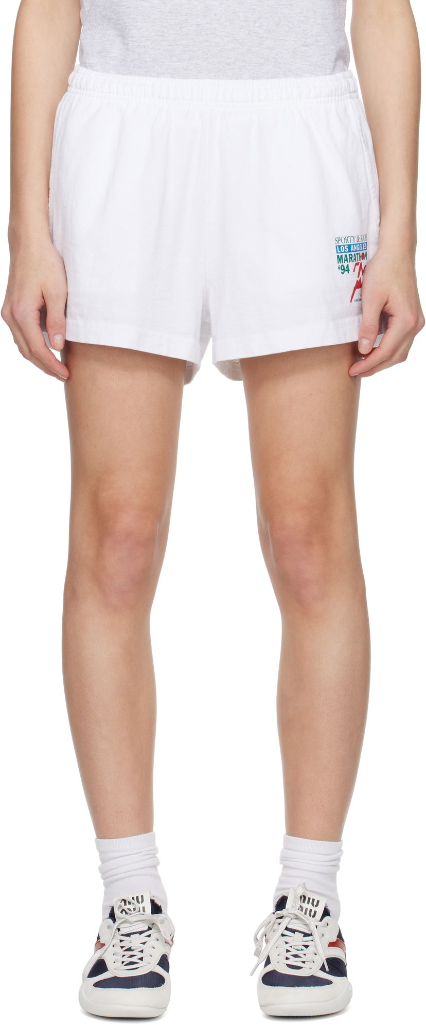 Kratke hlače Sporty & Rich Sporty & Rich 'LA Marathon' Disco Shorts Bela | SH037622171WH01