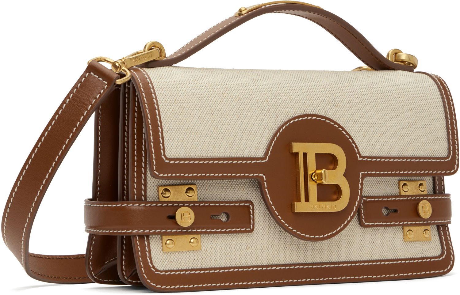 Torbica Balmain Balmain B-Buzz 24 Canvas and Leather Bag Bež | DN1DA829TCFE, 1