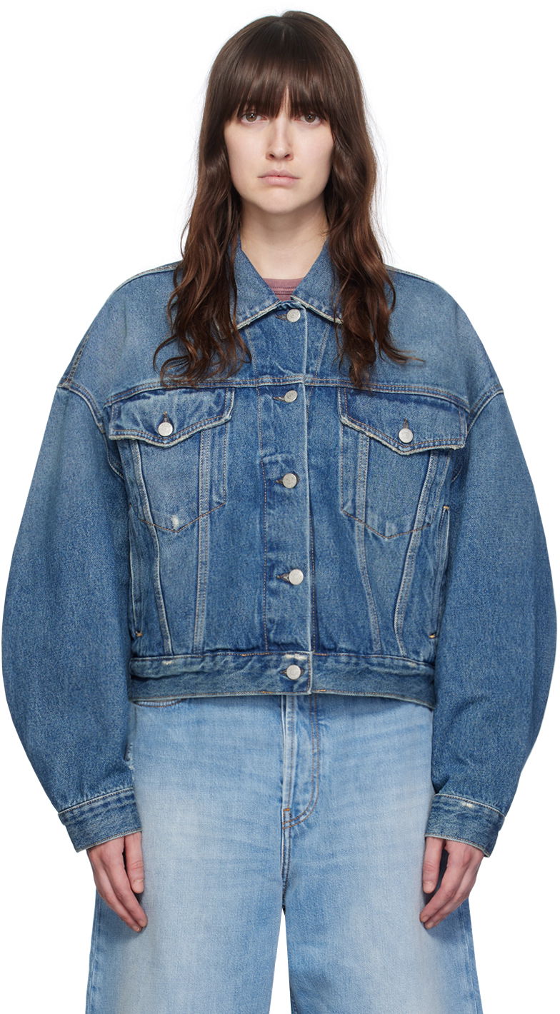 Jakna Acne Studios Blue Relaxed Cropped Fit Denim Jacket Modra | A90390-
