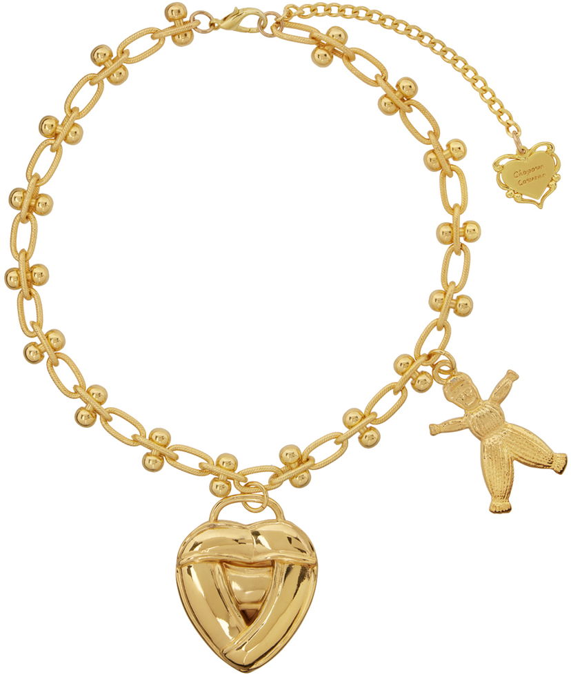 Ogrlica Chopova Lowena Chopova Lowena Knotted Heart Pendant Necklace with Teddy Bear Charm Kovinski | 6516