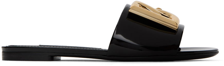 Superge in čevlji Dolce & Gabbana Black Logo Slides Črna | CQ0455 A1037, 0