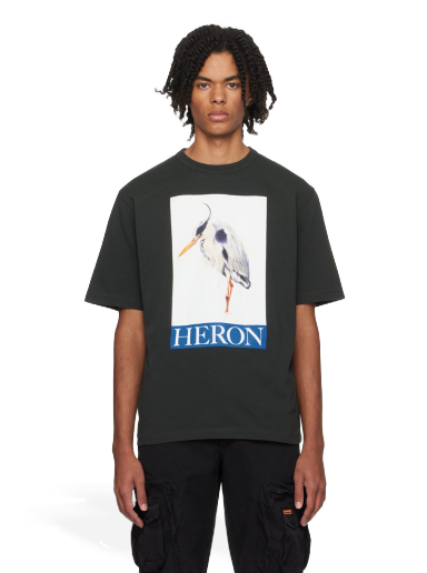 Majica HERON PRESTON Bird Painted T-Shirt Črna | HMAA032F23JER0041046