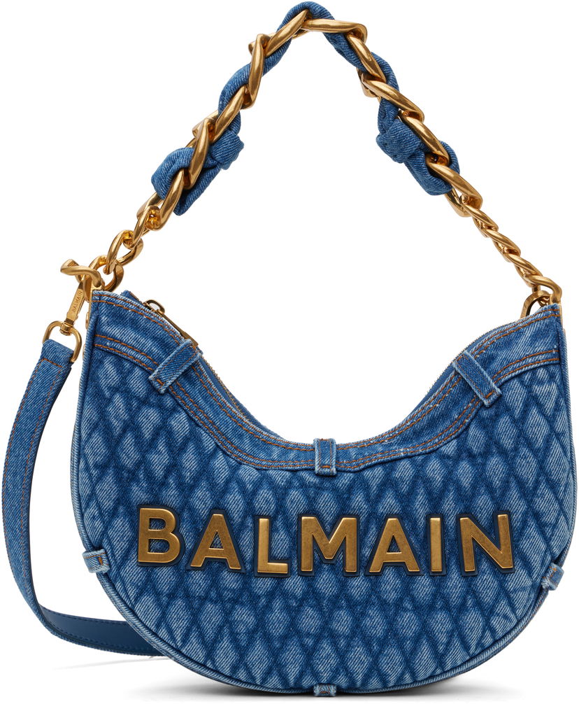 Torbica Balmain Balmain 1945 Soft Moon Denim Shoulder Bag Modra | EN1BQ954TTSD