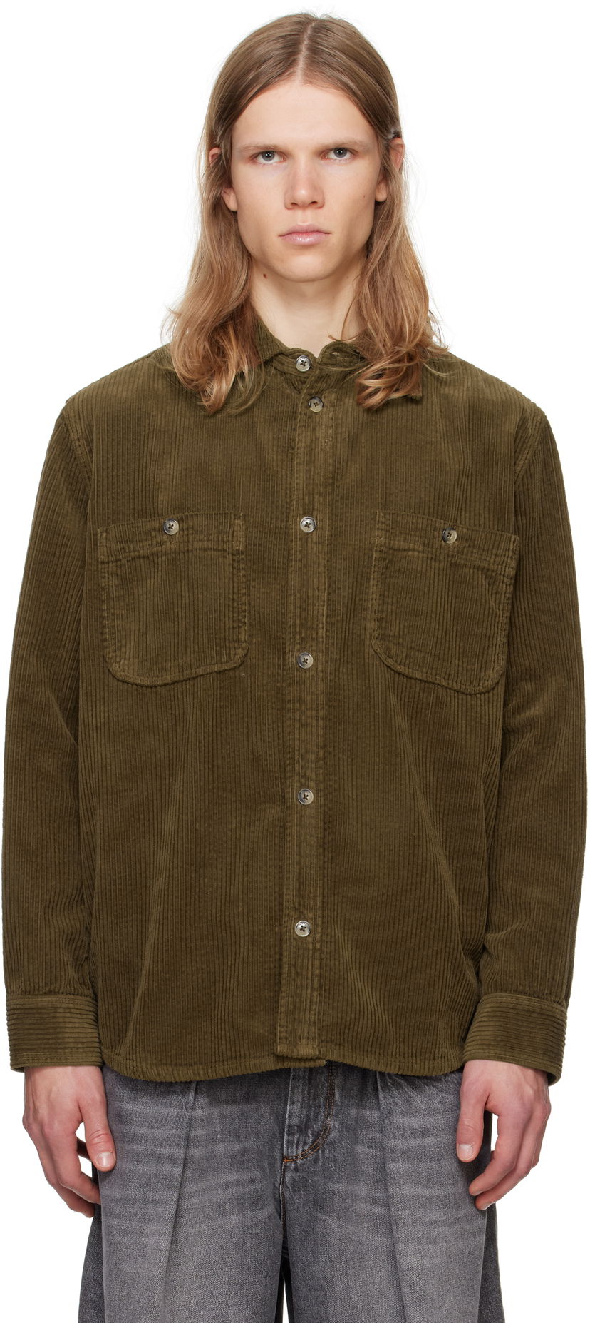 Srajce ISABEL MARANT Isabel Marant Nario Corduroy Shirt Zelena | CH0198HA-B4G03H