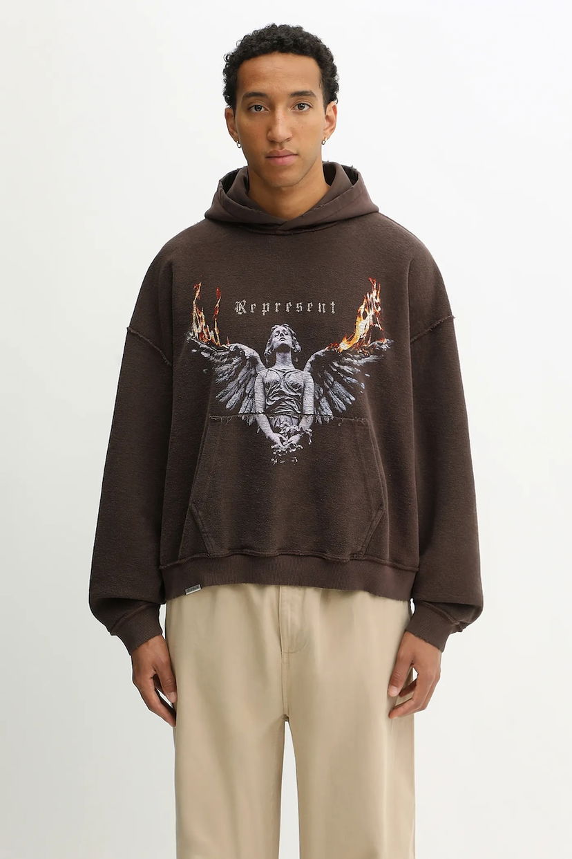 Pulover Represent Clo Reversible Living Legacy Tour Hooded Cotton Sweatshirt Rjava | MLM100366
