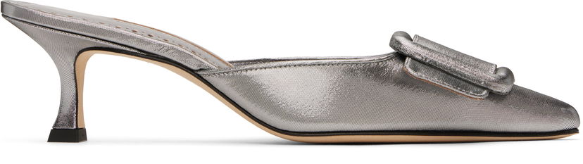 Superge in čevlji Manolo Blahnik Manolo Blahnik Maysale Buckle Kitten Heel Mules Kovinski | 125-2920