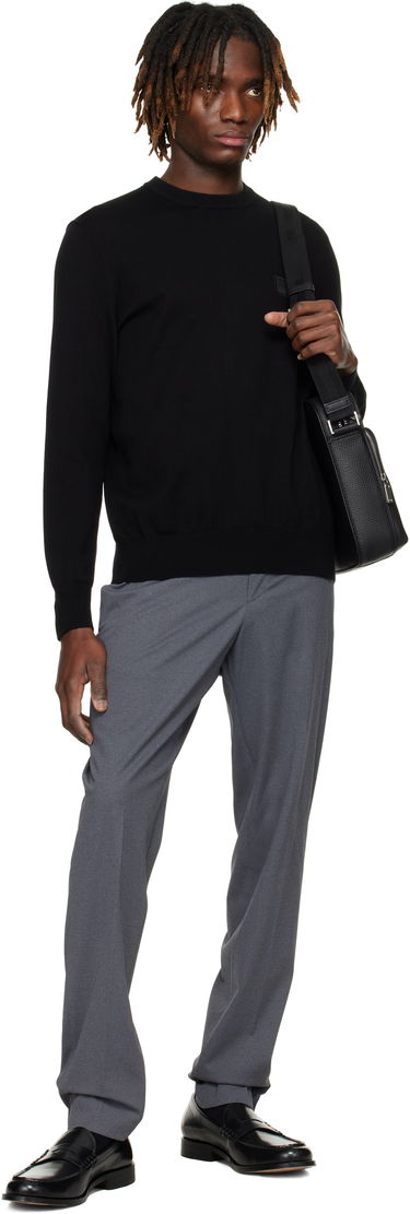 Pleteni pulover BOSS BOSS Cotton-Cashmere Regular-Fit Sweater Črna | 50527583, 3