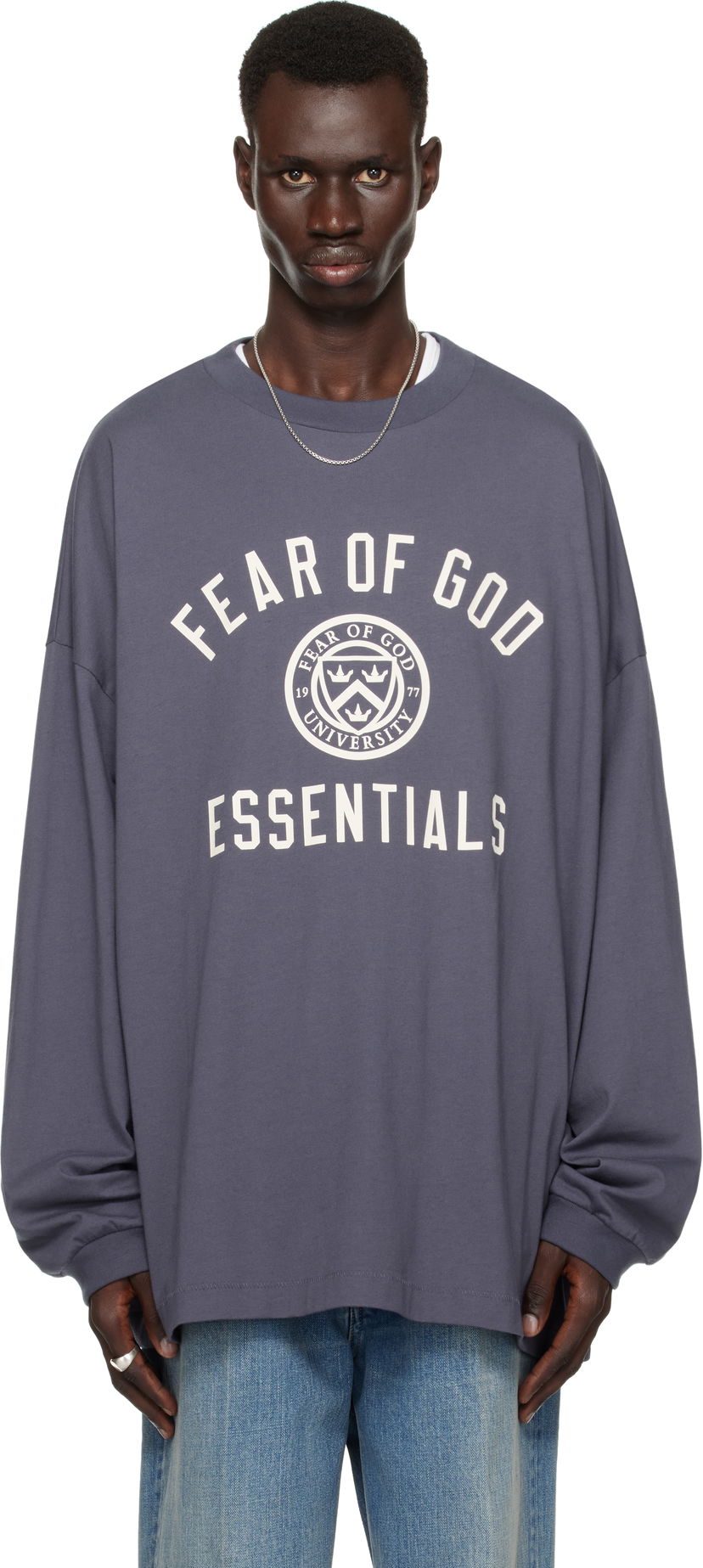 Pulover Fear of God Fear of God ESSENTIALS Jersey Long Sleeve T-Shirt Lila | 125HO244204F