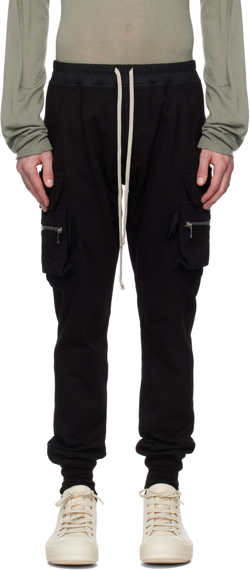 Cargo hlače Rick Owens Rick Owens Hollywood Mastodon Cargo Pants Črna | RU01E5396 BA