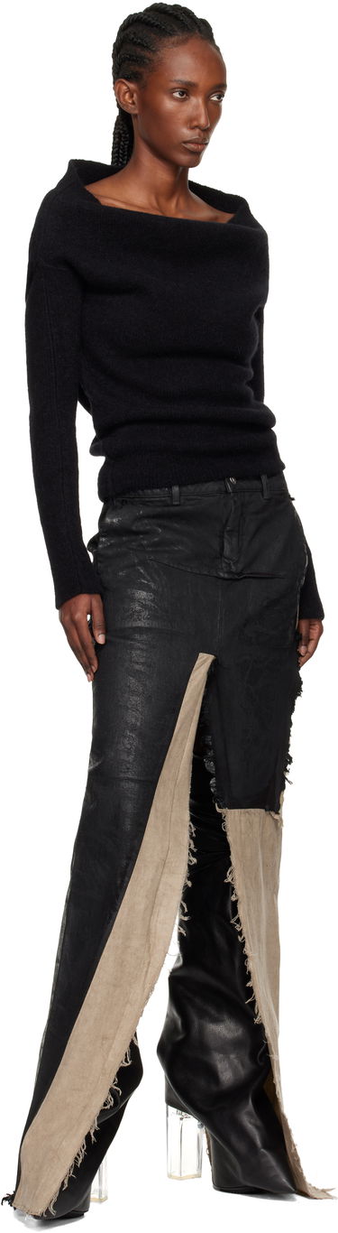 Pleteni pulover Rick Owens Rick Owens Concordians Runway Draped Neck Long Sleeve Sweater Črna | RO02E4675 KWP, 3