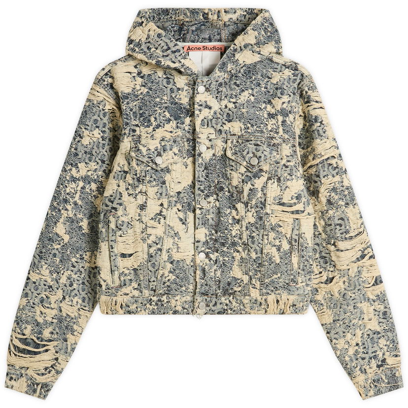 Jakna Acne Studios Distressed Monogram Hooded Denim Jacket Bež | C90202-863