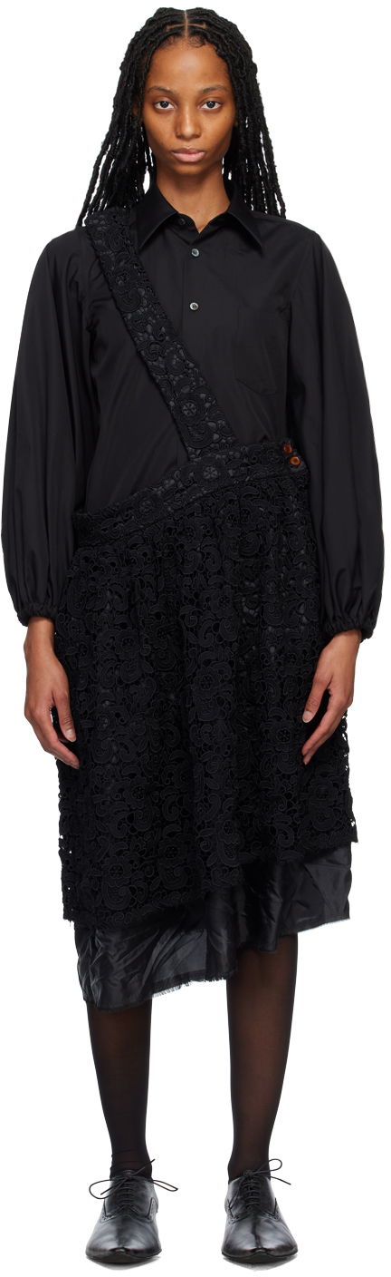 Obleke Comme des Garçons Comme des Garçons Floral Lace Midi Skirt Črna | RK-A004-051