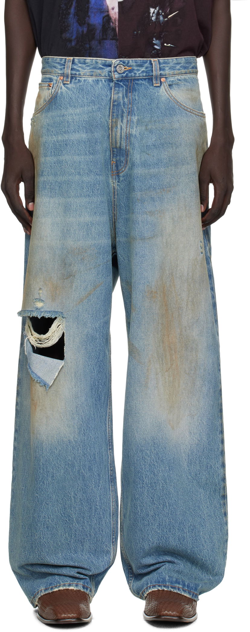 Kavbojke VETEMENTS Vetements Distressed Baggy Jeans Modra | UH76DP180LD