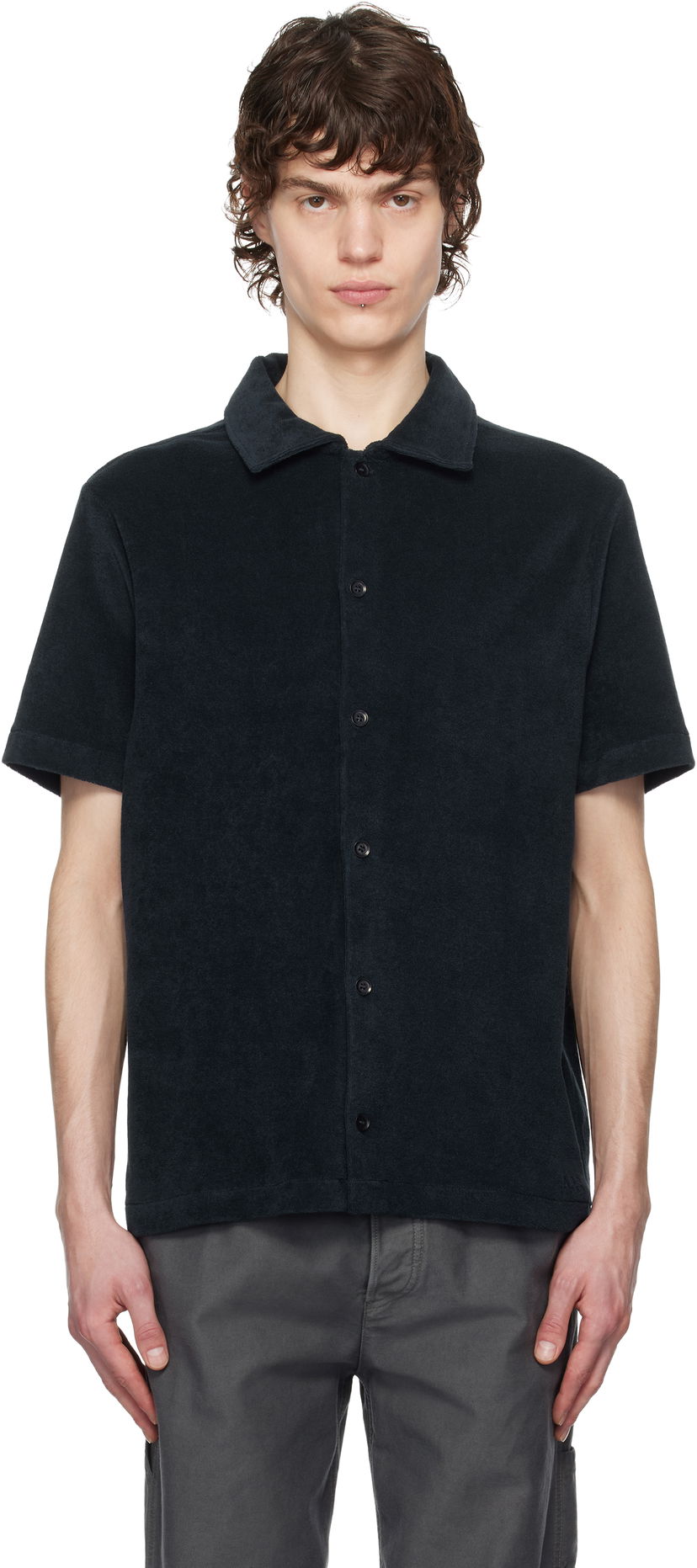 Srajce A.P.C. A.P.C. Nicolo Short Sleeve Button-Down Shirt Črna | COEWT-H26501