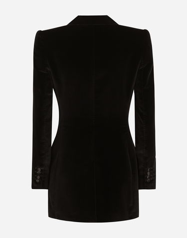 Jakna Dolce & Gabbana Single-breasted Velvet Tuxedo Jacket Črna | F2942TFUVG7N0000, 1