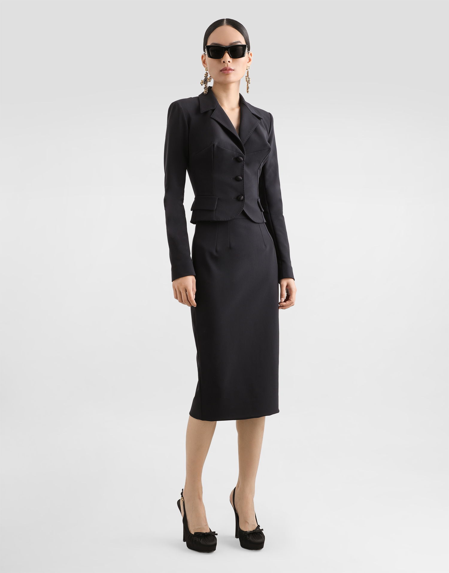 Jakna Dolce & Gabbana Dolce & Gabbana Short Single-breasted Cady Jacket Črna | F27FBTFUUC7N0000, 1