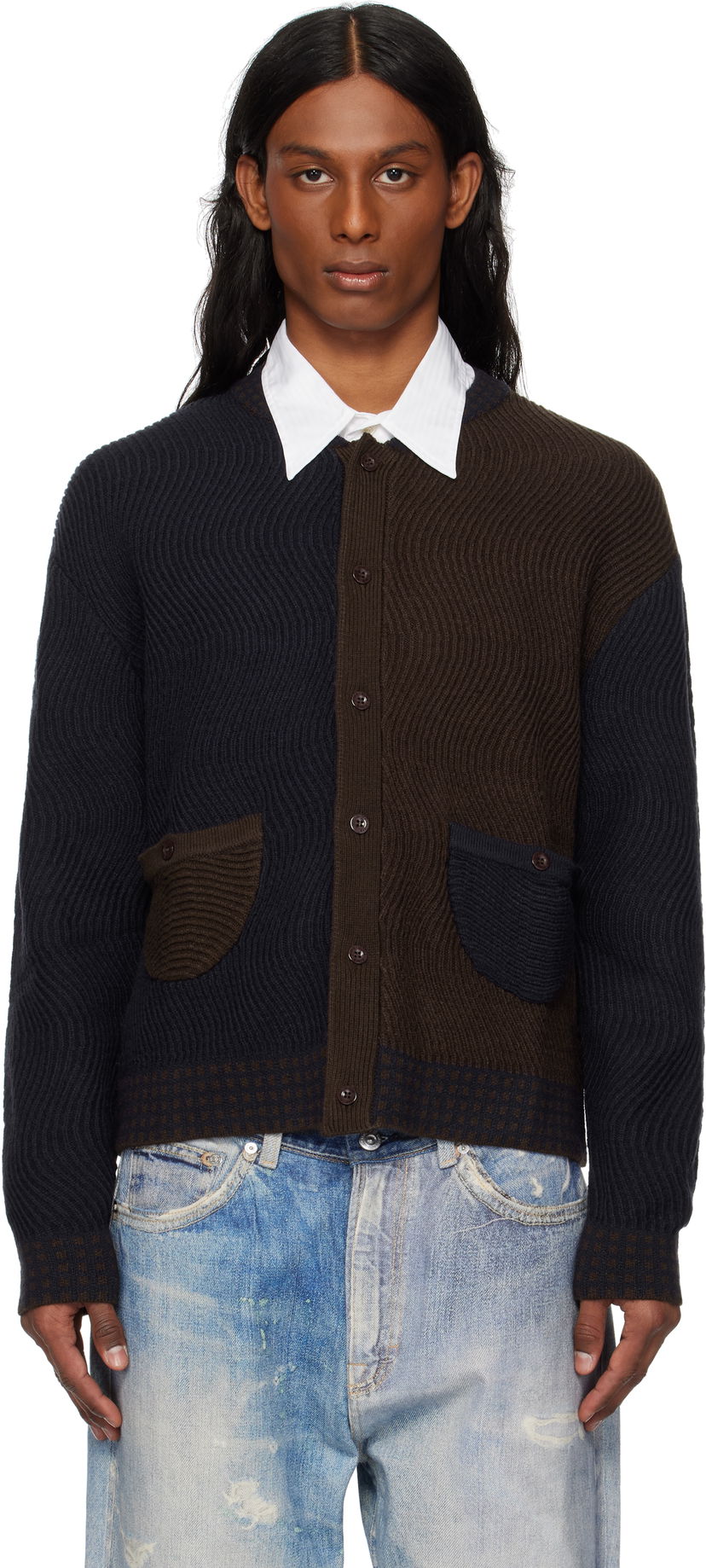 Pleteni pulover Dime Dime Wave Knit Cardigan Rjava | DIME2SP253NVY