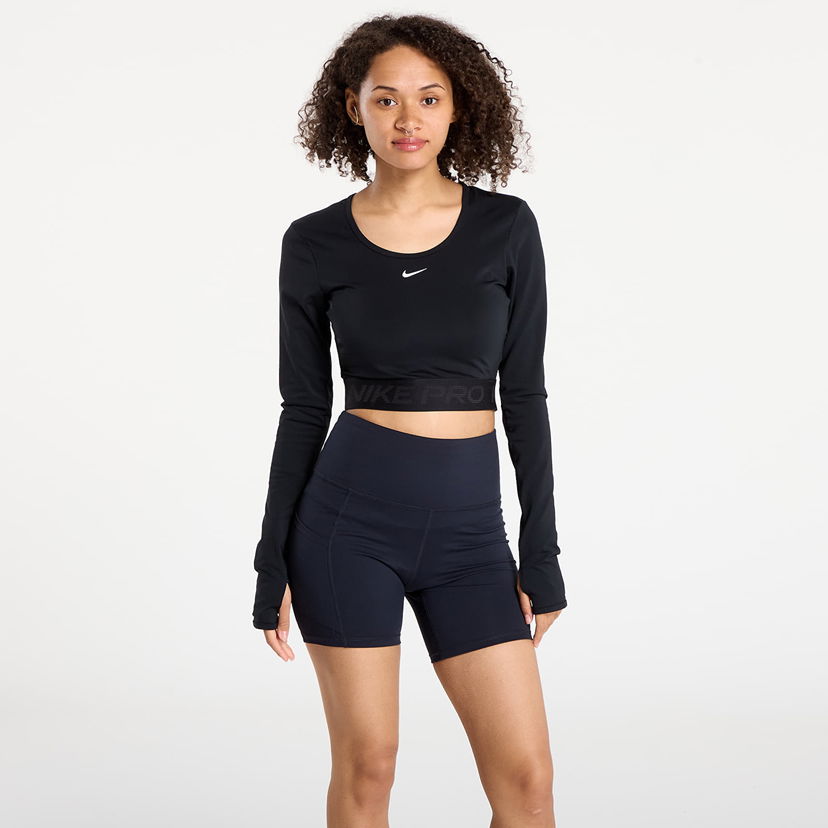 Krop-top Nike Pro Dri-FIT Cropped Long-Sleeve Top Črna | HV9992-010