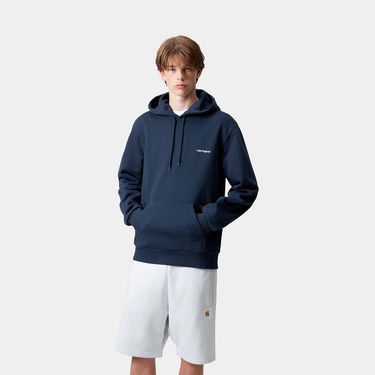 Pulover Carhartt WIP Carhartt WIP Hooded Script Embroidery Sweatshirt Mornarica | I035392_25, 0