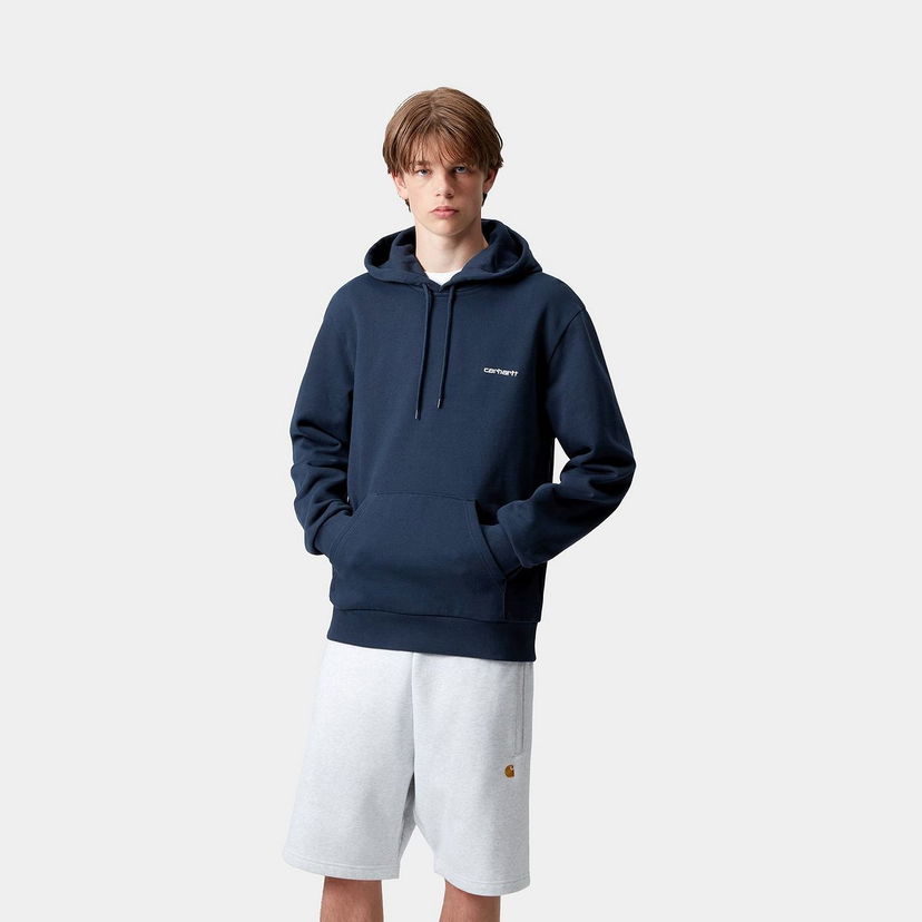 Pulover Carhartt WIP Carhartt WIP Hooded Script Embroidery Sweatshirt Mornarica | I035392_25