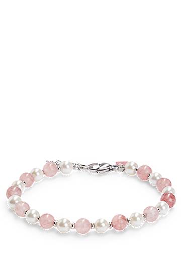 Zapestnica BOSS Adjustable Bracelet with Pearls and Pink Stones Roza | 50532461