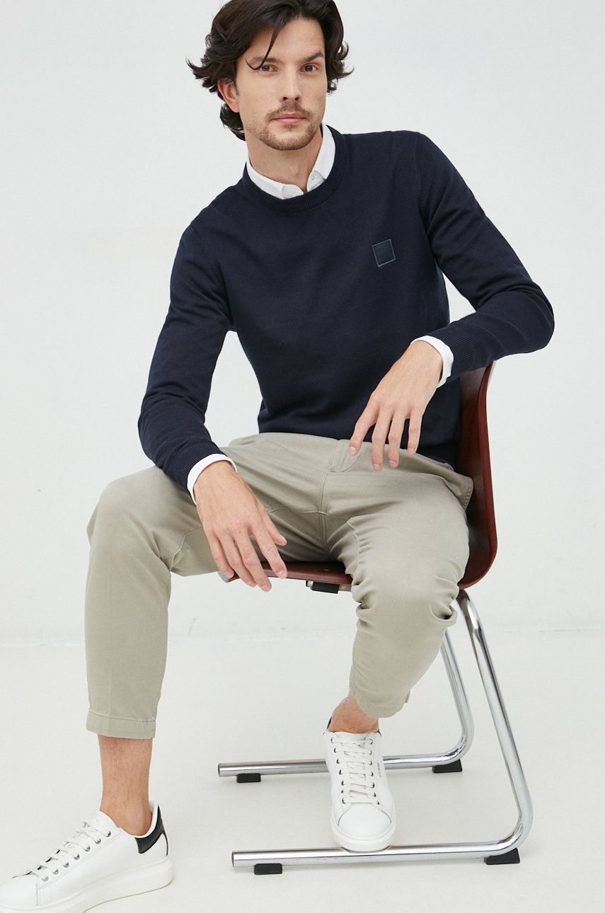Pleteni pulover BOSS Crewneck Sweater Mornarica | 50471343, 0