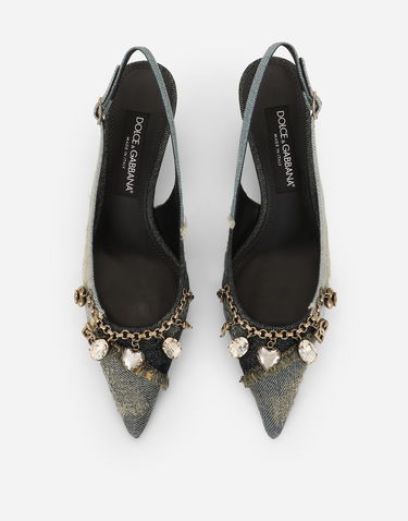 Modni dodatki Dolce & Gabbana Dolce & Gabbana Patchwork Denim Slingbacks Modra | CG0822A564980650, 3