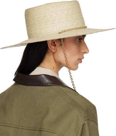 Klobuk rag & bone Rag & Bone Jacque Boater Hat with Chain Bež | WJW25SH1017ST17, 2