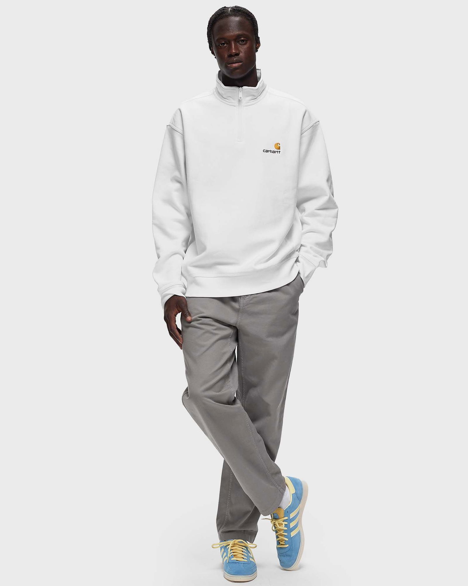 Pulover Carhartt WIP Half Zip American Script Sweat Bela | I027014-02.XX, 1