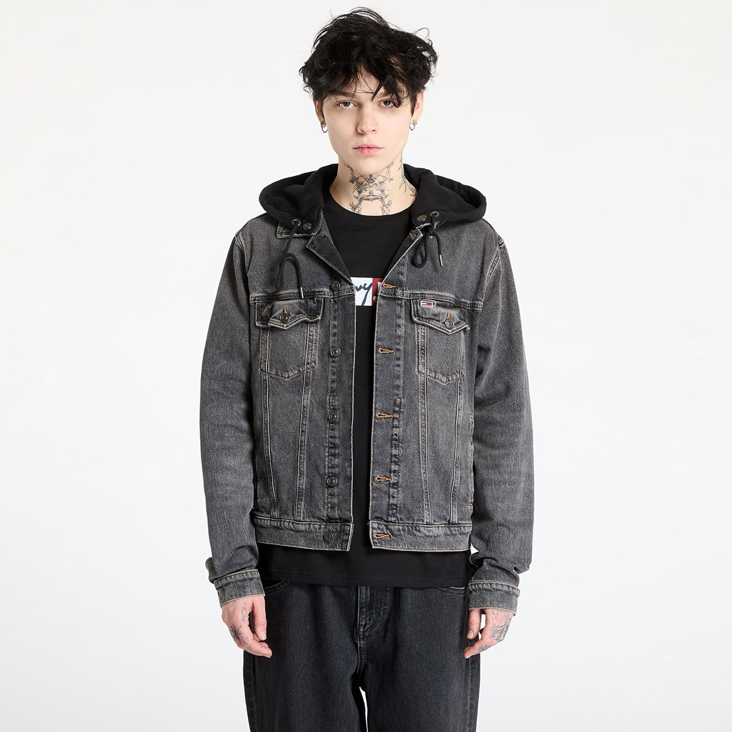 Jakna Tommy Hilfiger Tommy Jeans Hooded Ryan Regular Trucker Jacket Siva | DM0DM20621 1BZ, 0