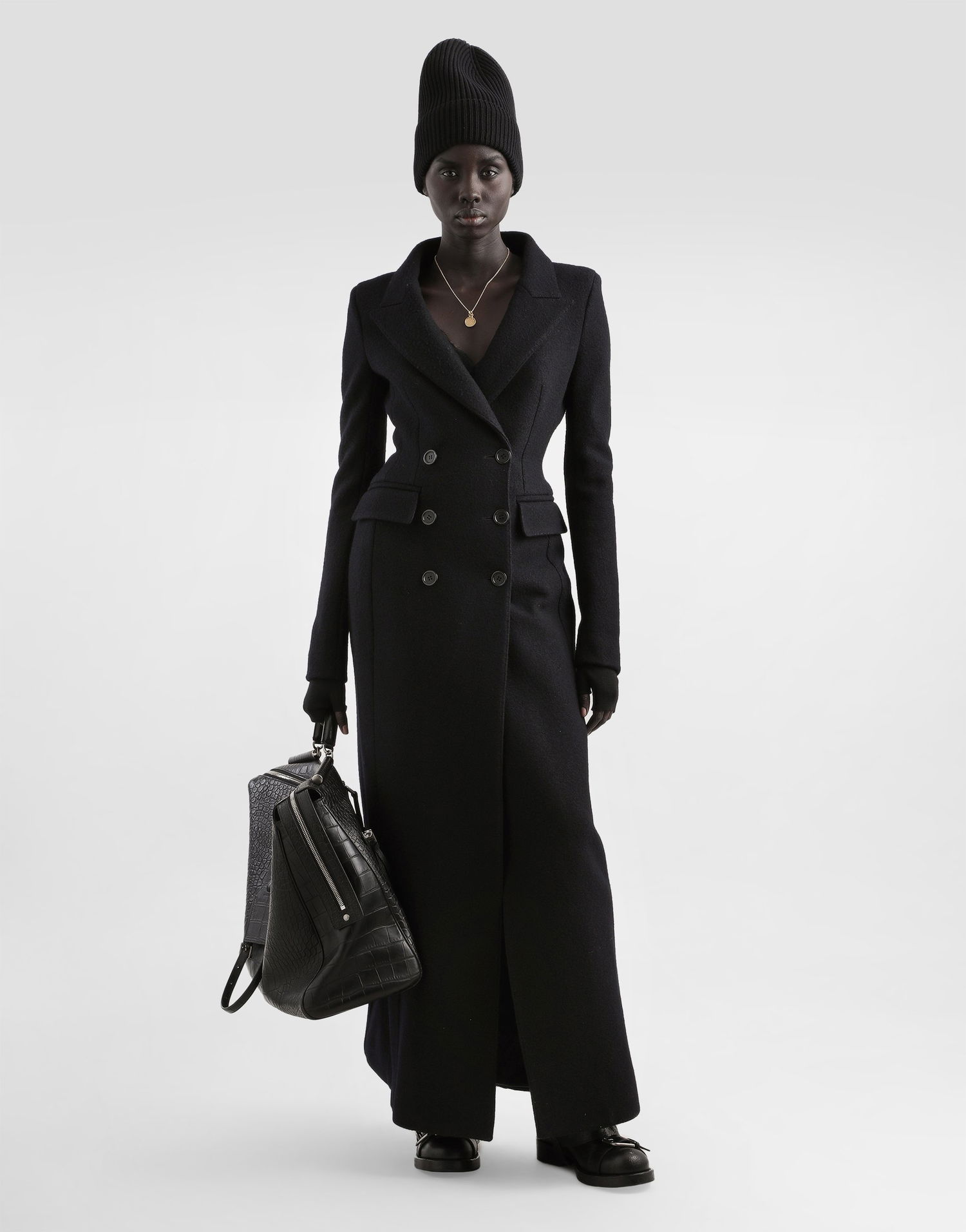 Plašči Dolce & Gabbana Dolce & Gabbana Double-Breasted Wool Coat Črna | F0W5KTHU2AXN0000, 1