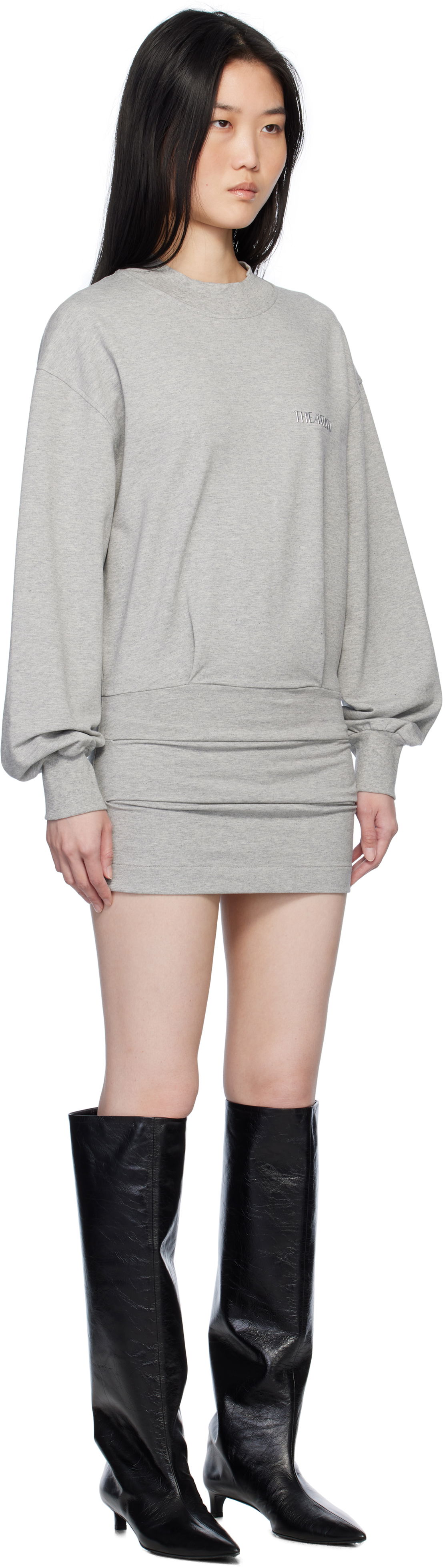 Obleke The Attico The Attico Sweater Mini Dress Siva | 250WCA00393 JJF006AA, 1