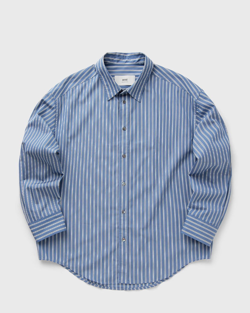 Srajce AMI AMI Paris Boxy Fit Striped Longsleeve Shirt Modra | HSH191.CO0108-4505