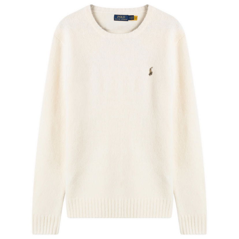Pleteni pulover Polo by Ralph Lauren Brushed Shetland Knit Jumper Bela | 710918805509-NAT