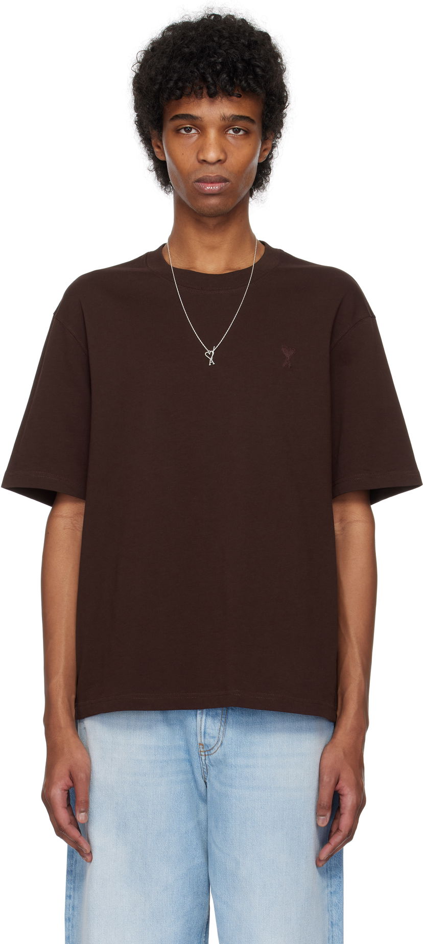 Majica AMI AMI Paris Cotton Tonal Ami de Coeur T-Shirt Rjava | UTS074.726